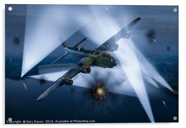 Short Stirling LK386 battling through  Acrylic by Gary Eason