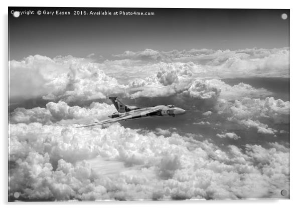 Avro Vulcan and towering clouds, B&W version Acrylic by Gary Eason