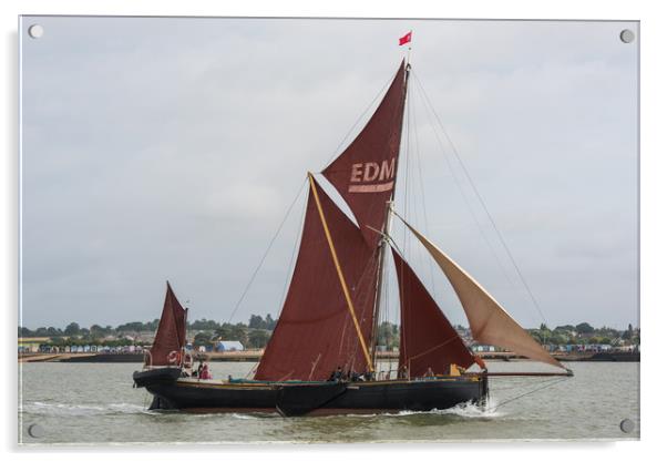 Thames sailing barge Edme Acrylic by Gary Eason