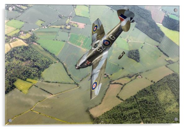 Dive bombing Spitfire XVI Acrylic by Gary Eason