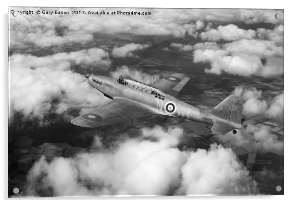 Fairey Battle in flight, B&W version Acrylic by Gary Eason