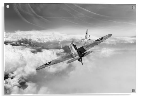 Hawker Hurricane deflection shot, B&W version Acrylic by Gary Eason