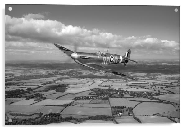 Laguna's Spitfire 303 Squadron B&W version Acrylic by Gary Eason