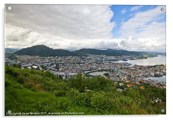 City view of Bergen, Norway Acrylic by Derek Whitton