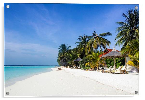 Island Resort Beach of Maldives Acrylic by Hassan Najmy