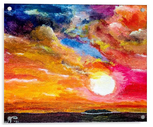  Sunsetting in the Maldives Acrylic by Hassan Najmy