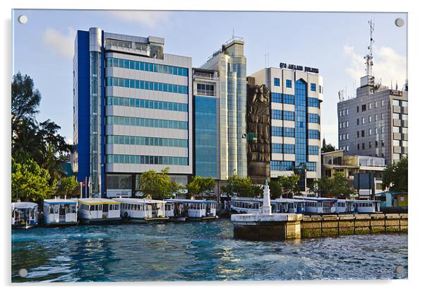 buildings of Male' Acrylic by Hassan Najmy