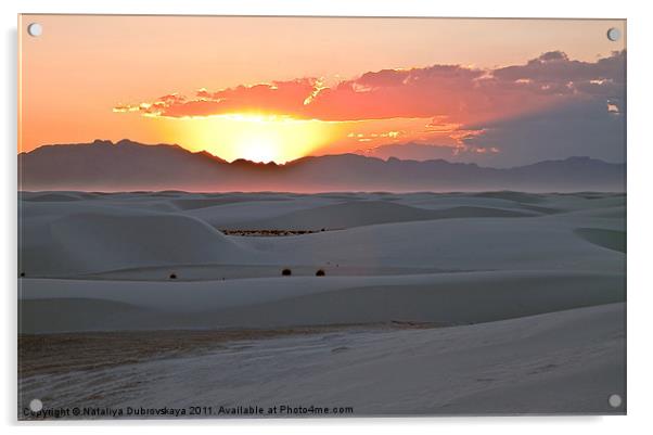 Sunset at White Sands National Monument - New Mexi Acrylic by Nataliya Dubrovskaya