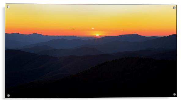 Blue Ridge Parkway Autumn Sunset over Appalachian  Acrylic by Nataliya Dubrovskaya