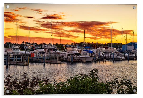 A view of the port area in Mackinaw City, Michigan Acrylic by Nataliya Dubrovskaya