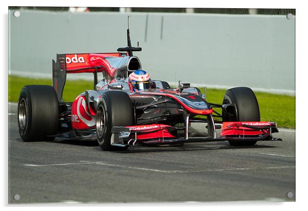 F1-JENSON BUTTON - SPAIN 2010 Acrylic by SEAN RAMSELL