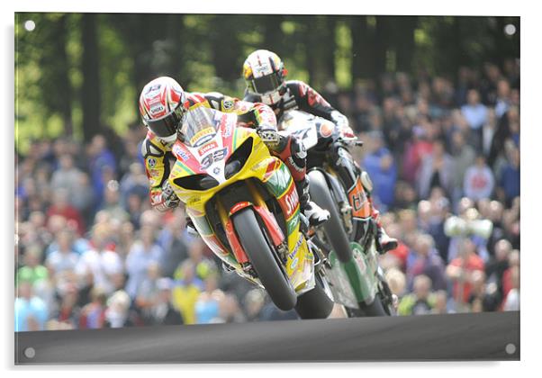 Tommy Hill & Shane Byrne Cadwell Park 2011 Acrylic by SEAN RAMSELL