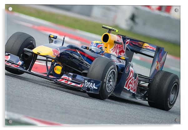 Mark Webber - Redbull F1 2010 Acrylic by SEAN RAMSELL