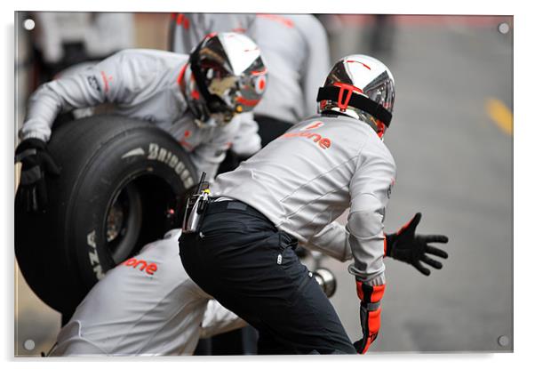 McLaren Tyre crew 2010 Acrylic by SEAN RAMSELL