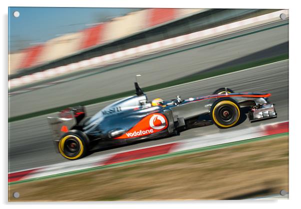Lewis Hamilton flying at Catalunya 2012 Acrylic by SEAN RAMSELL