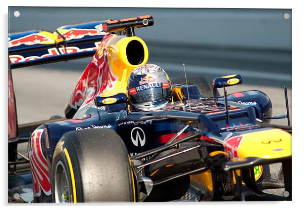 Sebastian Vettel 2012 RedBull Acrylic by SEAN RAMSELL