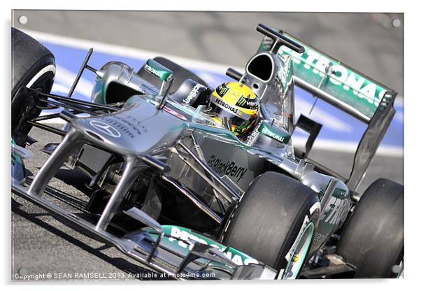 Lewis Hamilton - 2013 - AMG Mercedes Acrylic by SEAN RAMSELL