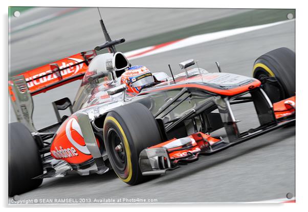 Jenson Button - Vodafone McLaren 2013 Acrylic by SEAN RAMSELL