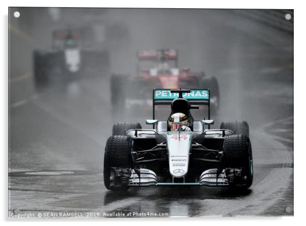 Lewis Hamilton Mercedes - Monaco 2016              Acrylic by SEAN RAMSELL
