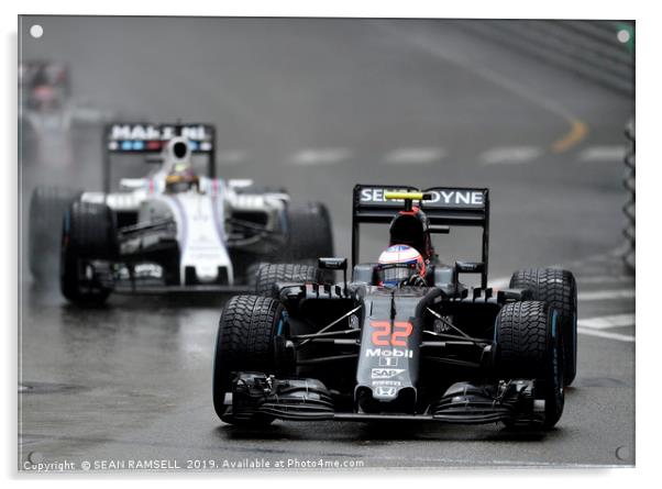 Jenson Button - McLaren _ Monaco 2016              Acrylic by SEAN RAMSELL