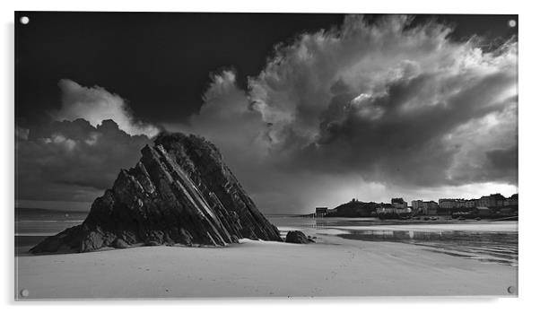 Goscar Rock Tenby Acrylic by Creative Photography Wales