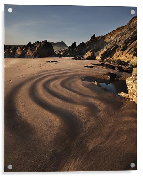 Whitesands Bay Sand Pattern Acrylic by Creative Photography Wales