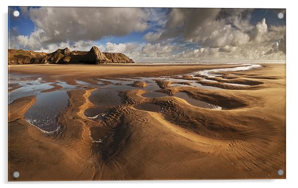 Three Cliffs Sand Pattern Acrylic by Creative Photography Wales