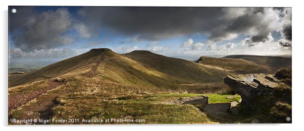 Pen y Fan Autumn Panorama Acrylic by Creative Photography Wales