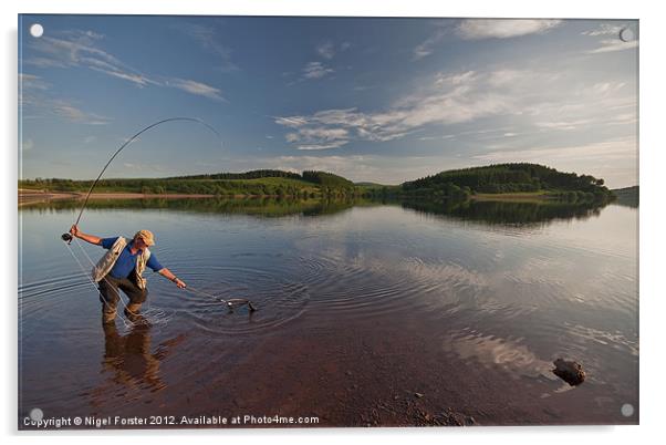 Fisherman, Usk Reservoir, Brecon Beacons Acrylic by Creative Photography Wales