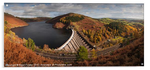 Llyn Clywedog Autumn panorama Acrylic by Creative Photography Wales