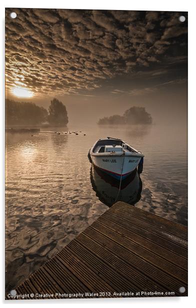 Llangorse Lake misty dawn Acrylic by Creative Photography Wales