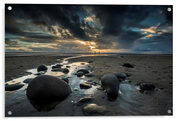 Newgale Sands Winter Light Acrylic by Creative Photography Wales
