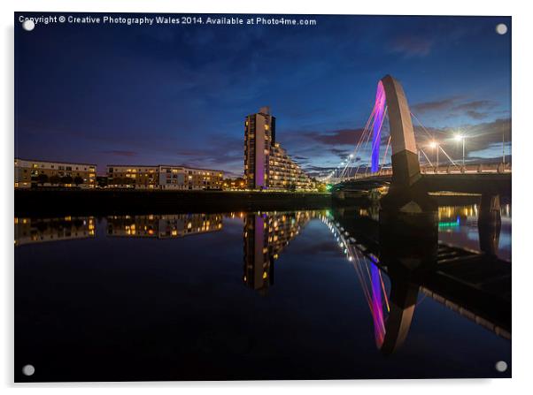  Squinty Bridge night-time cityscape Acrylic by Creative Photography Wales