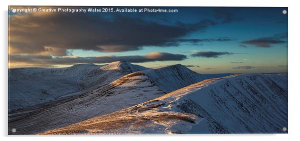  Brecon Beacons Winter Glow Acrylic by Creative Photography Wales