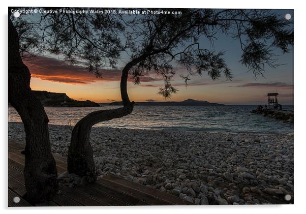 Souda Bay Sunset, Crete, Greece Acrylic by Creative Photography Wales