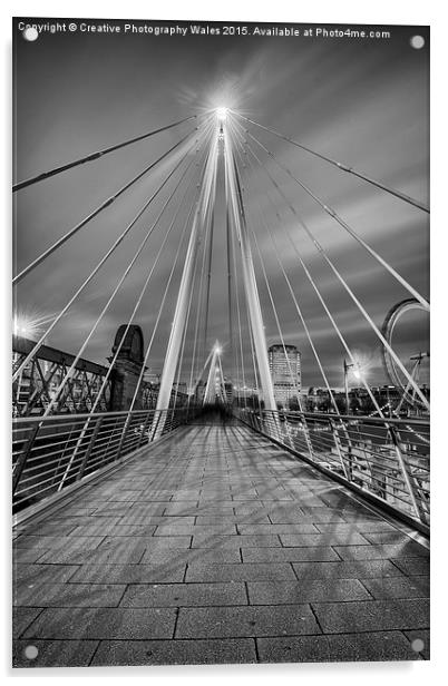 The Embankment Pedestrian Bridge at Night, London Acrylic by Creative Photography Wales