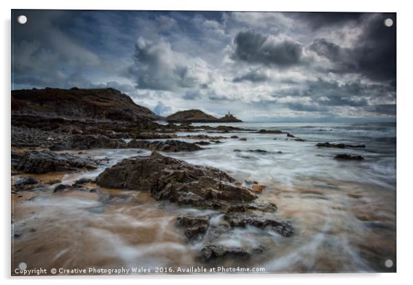 Bracelet Bay view to Mumbles Lighthouse Acrylic by Creative Photography Wales