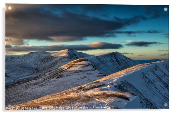 Cribyn winter glow Acrylic by Creative Photography Wales