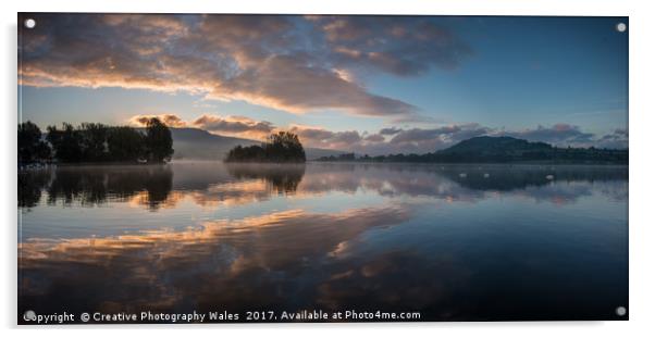 Llangorse Lake Dawn Acrylic by Creative Photography Wales