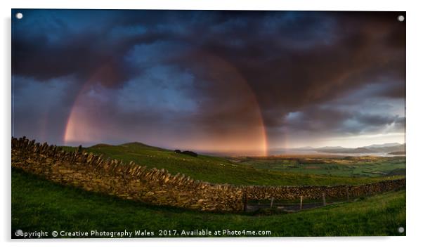 Rainbow above Harlech Acrylic by Creative Photography Wales