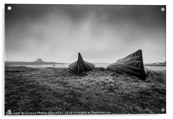 Upturned Boats at Lindisfarne Harbour Acrylic by Creative Photography Wales