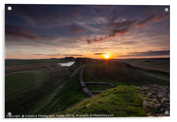 Hadrians Wall Sunrise, Northumberland National Par Acrylic by Creative Photography Wales