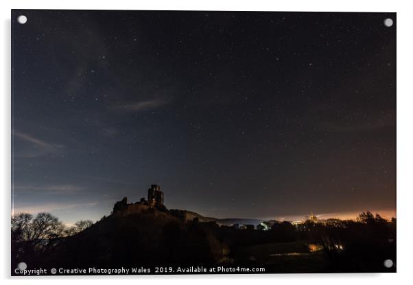 Corfe Castle at Night in Dorset Acrylic by Creative Photography Wales