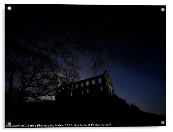 Ynyspandy Slate Mill Night Sky Photography, Snowdo Acrylic by Creative Photography Wales