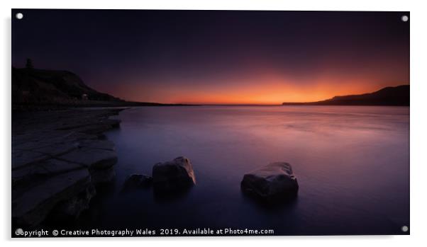 Kimmeridge Bay Sunset, Jurassic Coast in Dorset Acrylic by Creative Photography Wales