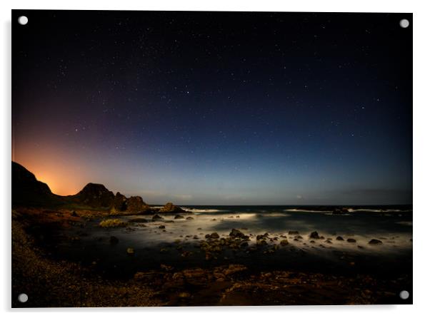 The Night Sky, Ballintoy Coastline on the The Caus Acrylic by Creative Photography Wales