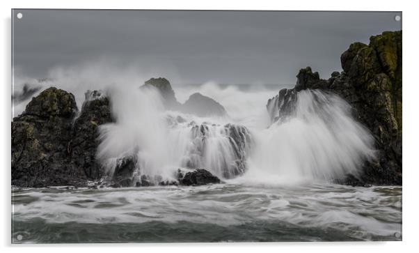 Crashing wave at Ballintoy Coastline on the The Ca Acrylic by Creative Photography Wales