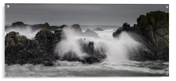 Crashing wave at Ballintoy Coastline on the The Ca Acrylic by Creative Photography Wales