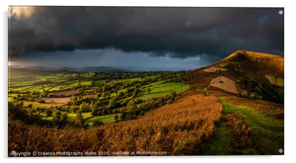Mynydd Troed Panorama Acrylic by Creative Photography Wales