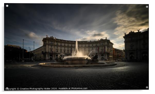 Santa Maria degli Angeli and Piazza Della Republica_Rome, Italy Acrylic by Creative Photography Wales